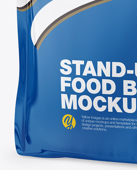 Glossy Stand-Up Bag Mockup - Half Side View