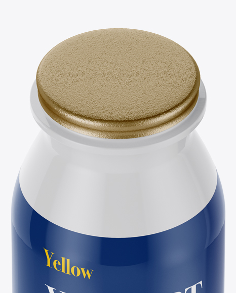 Glossy Plastic Dairy Bottle Mockup (High-Angle Shot)