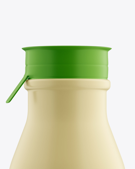 Matte Small Plastic Dairy Bottle Mockup - Front View