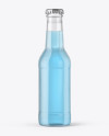 200ml Clear Glass Bottle with Blue Drink Mockup