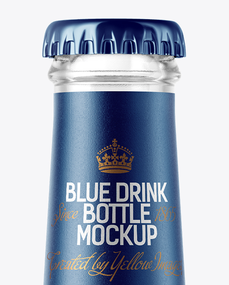 200ml Clear Glass Bottle with Blue Drink Mockup