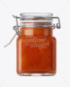 100ml Glass Apricot Jam Jar w/ Clamp Lid Mockup