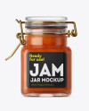 100ml Glass Apricot Jam Jar w/ Clamp Lid Mockup