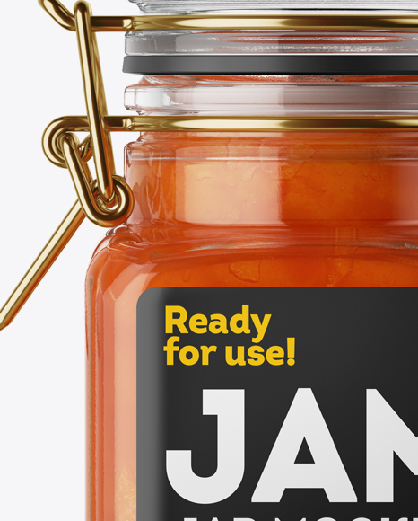 100ml Glass Apricot Jam Jar w/ Clamp Lid Mockup