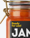 100ml Glass Apricot Jam Jar w/ Clamp Lid Mockup