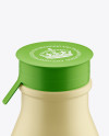 Matte Small Plastic Dairy Bottle Mockup (High-Angle Shot)