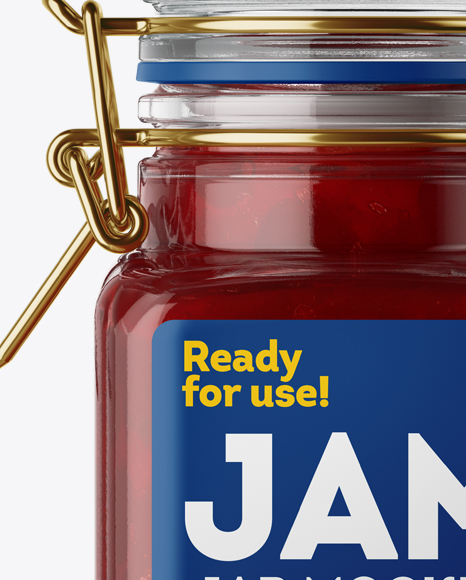 100ml Glass Cherry Jam Jar w/ Clamp Lid Mockup - Free Download Images