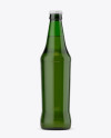 Green Glass Bottle with Lager Beer Mockup