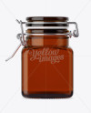 100ml Amber Glass Jam Jar w/ Clamp Lid Mockup