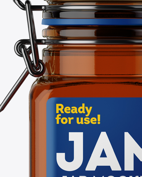 100ml Amber Glass Jam Jar w/ Clamp Lid Mockup - Free Download Images