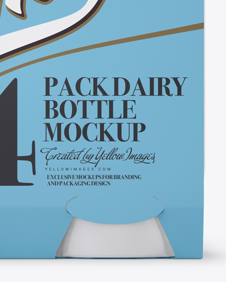 4 Pack Glossy Dairy Bottle Mockup - Front View