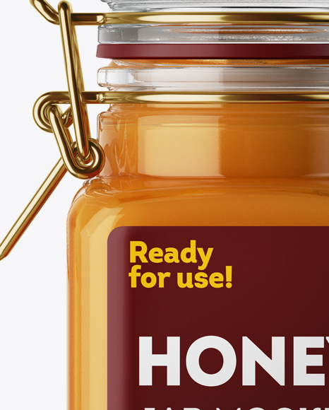 100ml Glass Raw Honey Jar w/ Clamp Lid Mockup