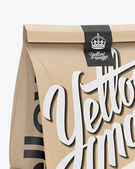 Glossy Kraft Paper Bag Mockup - Halfside View