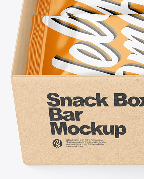 Kraft Paper Box with Snack Bars Mockup