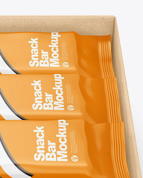 Kraft Paper Box with Snack Bars Mockup