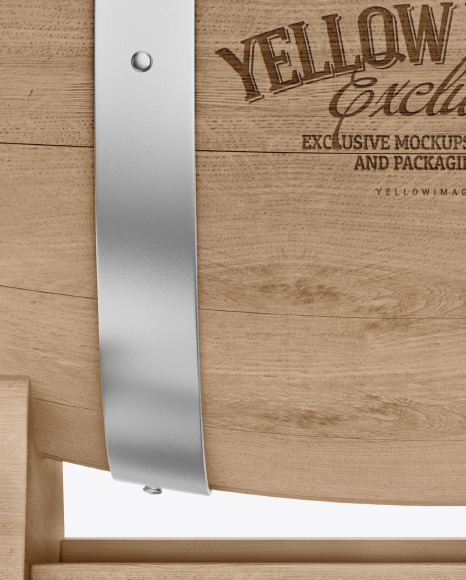 Wooden Barrel on Stand Mockup