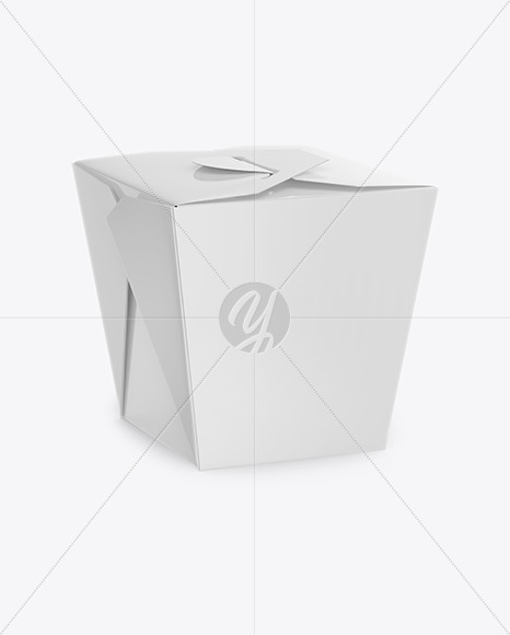 Glossy Paper Noodles Box Mockup - Half Side View (High Angle Shot)