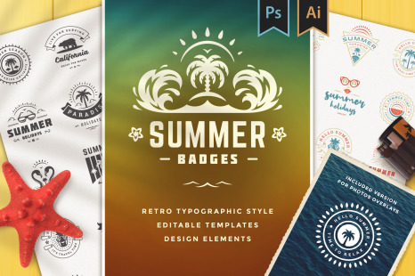 Summer Holidays Badges - Vintage sun