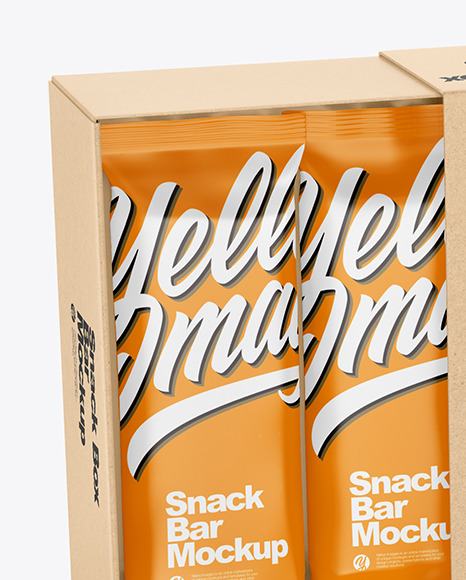 Kraft Paper Box with Snack Bars Mockup