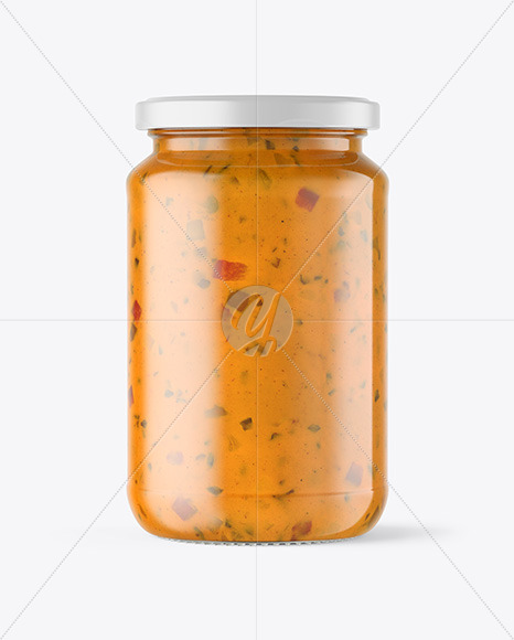 Clear Glass Jar with Chipotle Sauce Mockup