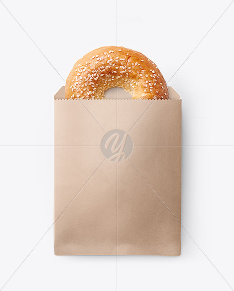 Paper Pack with Donut with Sesame Seeds Mockup