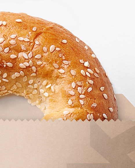 Paper Pack with Donut with Sesame Seeds Mockup