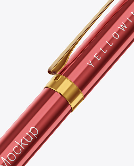 Glossy Metallic Pen Mockup