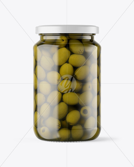 Clear Glass Jar with Olives Mockup