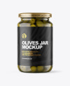 Clear Glass Jar with Olives Mockup