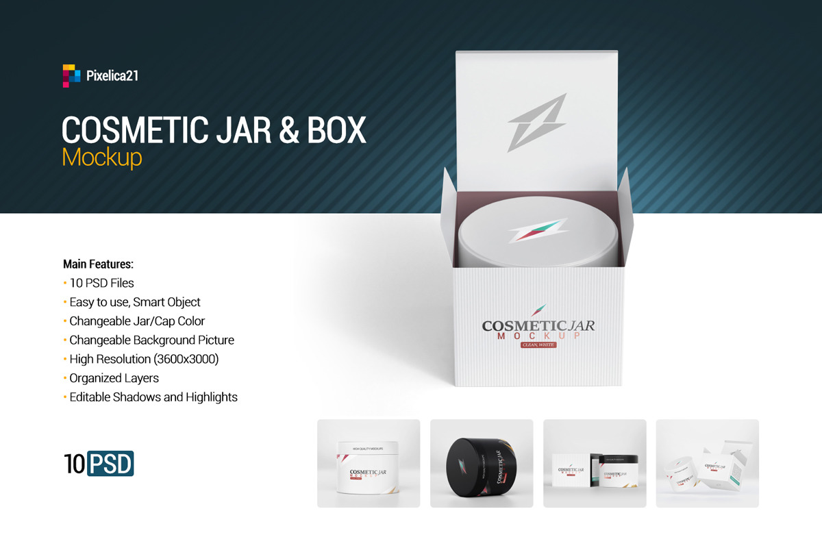 Cosmetic Jar &amp; Box Mockup