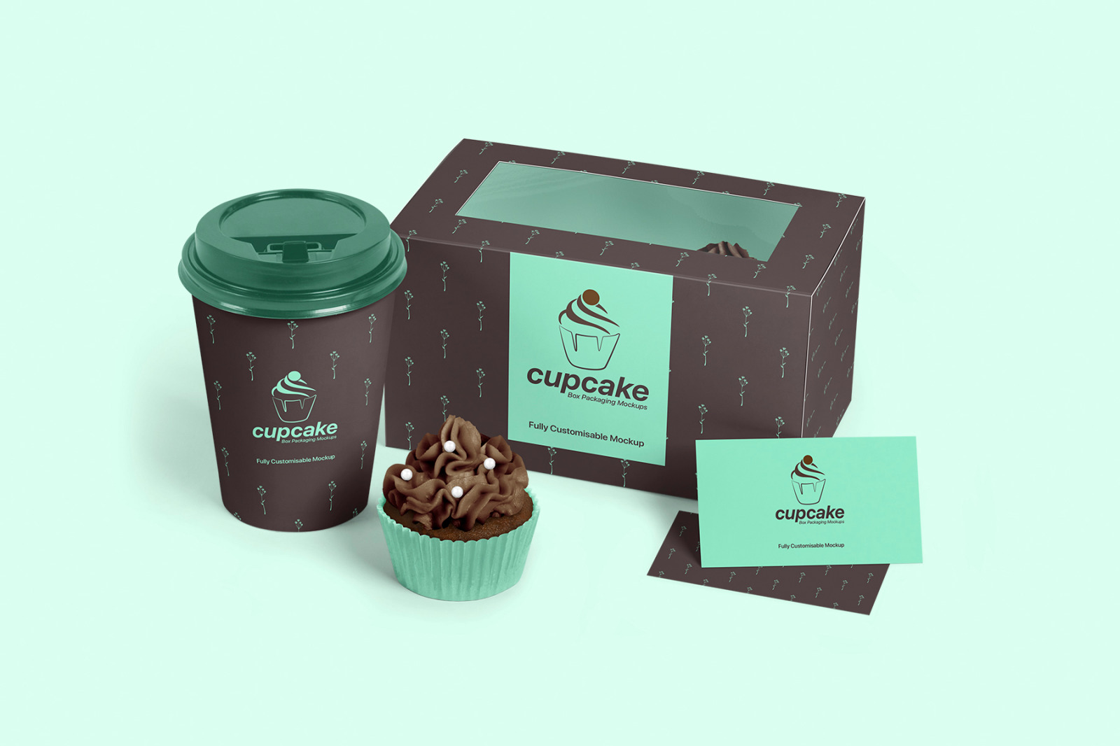 Cupcake Box Packaging Mockups Bundle