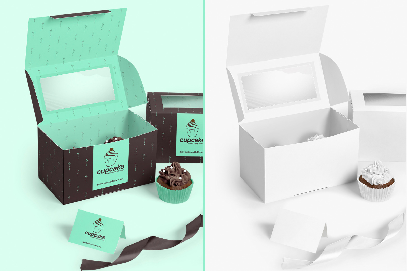 Cupcake Box Packaging Mockups Bundle