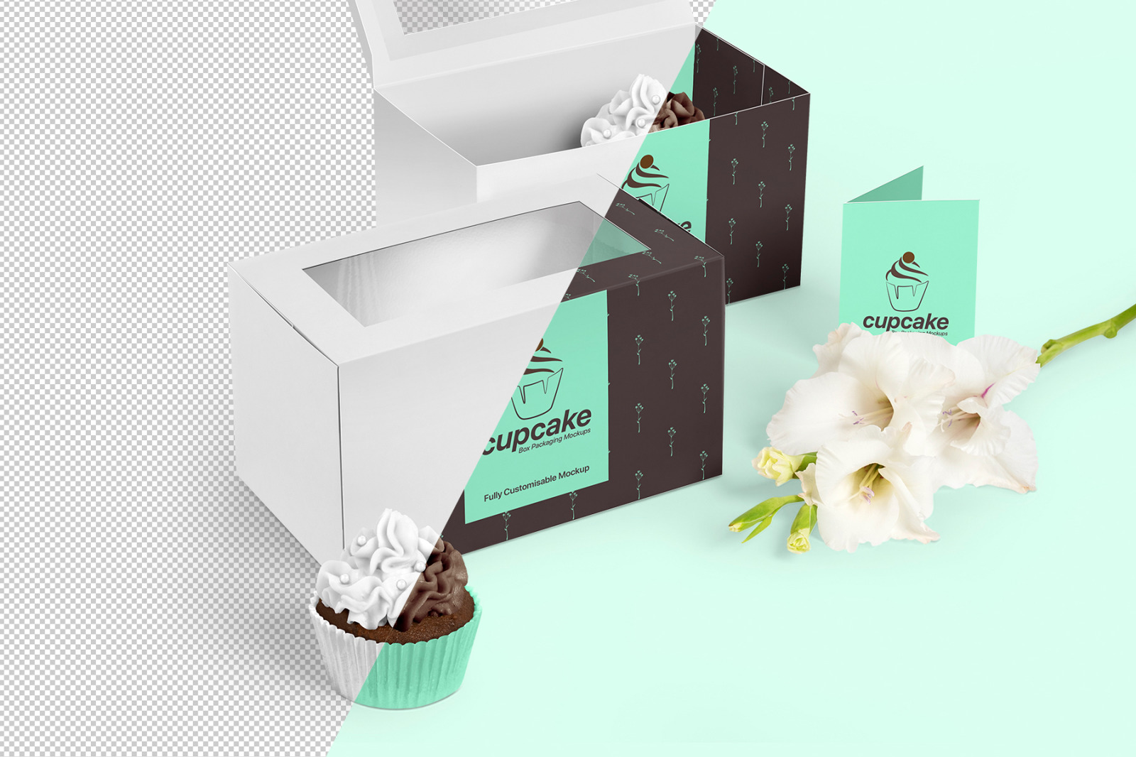 Cupcake Box Packaging Mockups Bundle