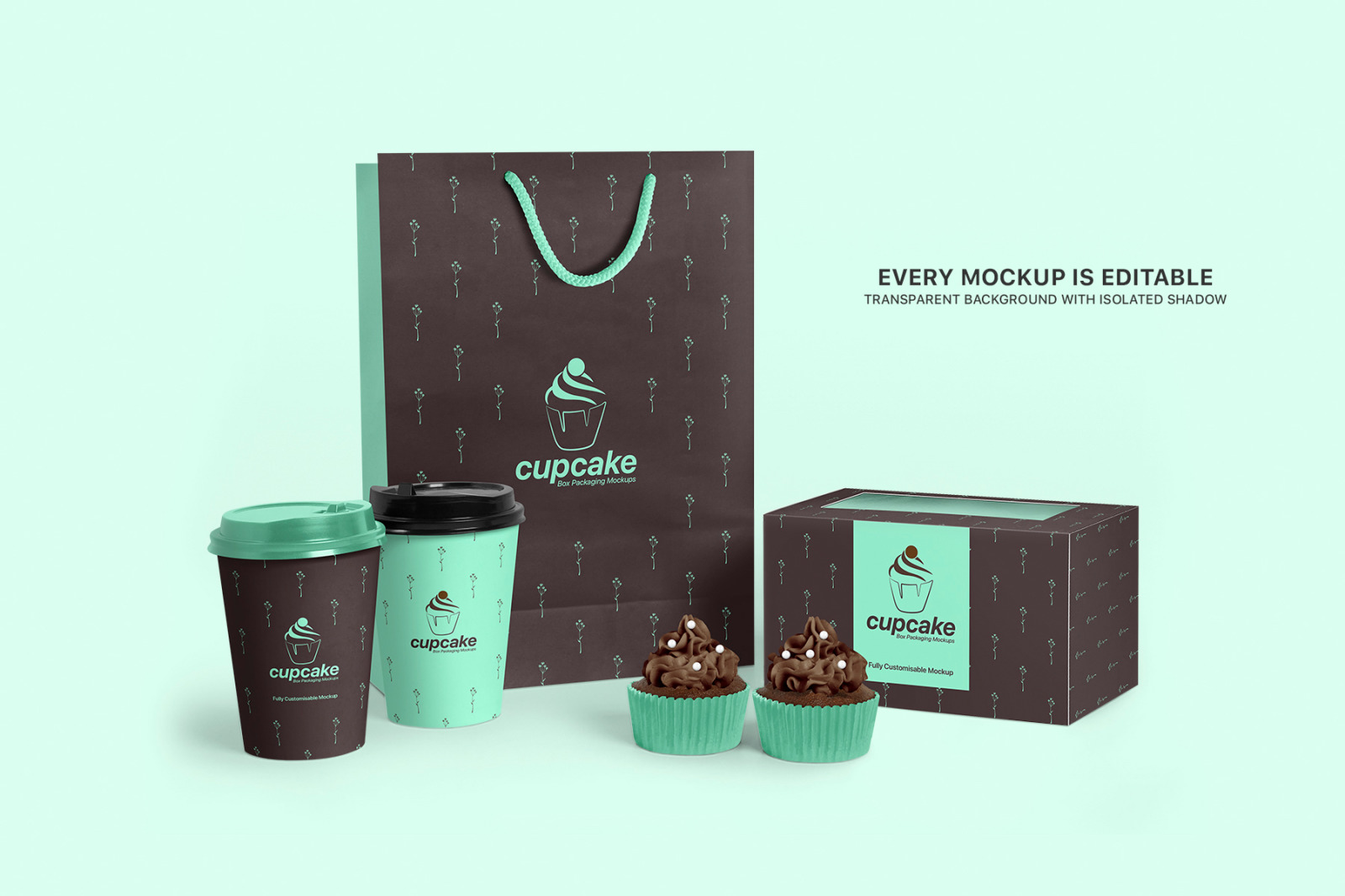 Cupcake Box Packaging Mockups Bundle