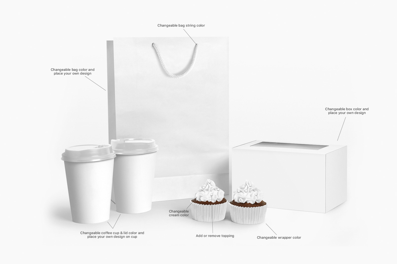 Cupcake Box Packaging Mockups Bundle