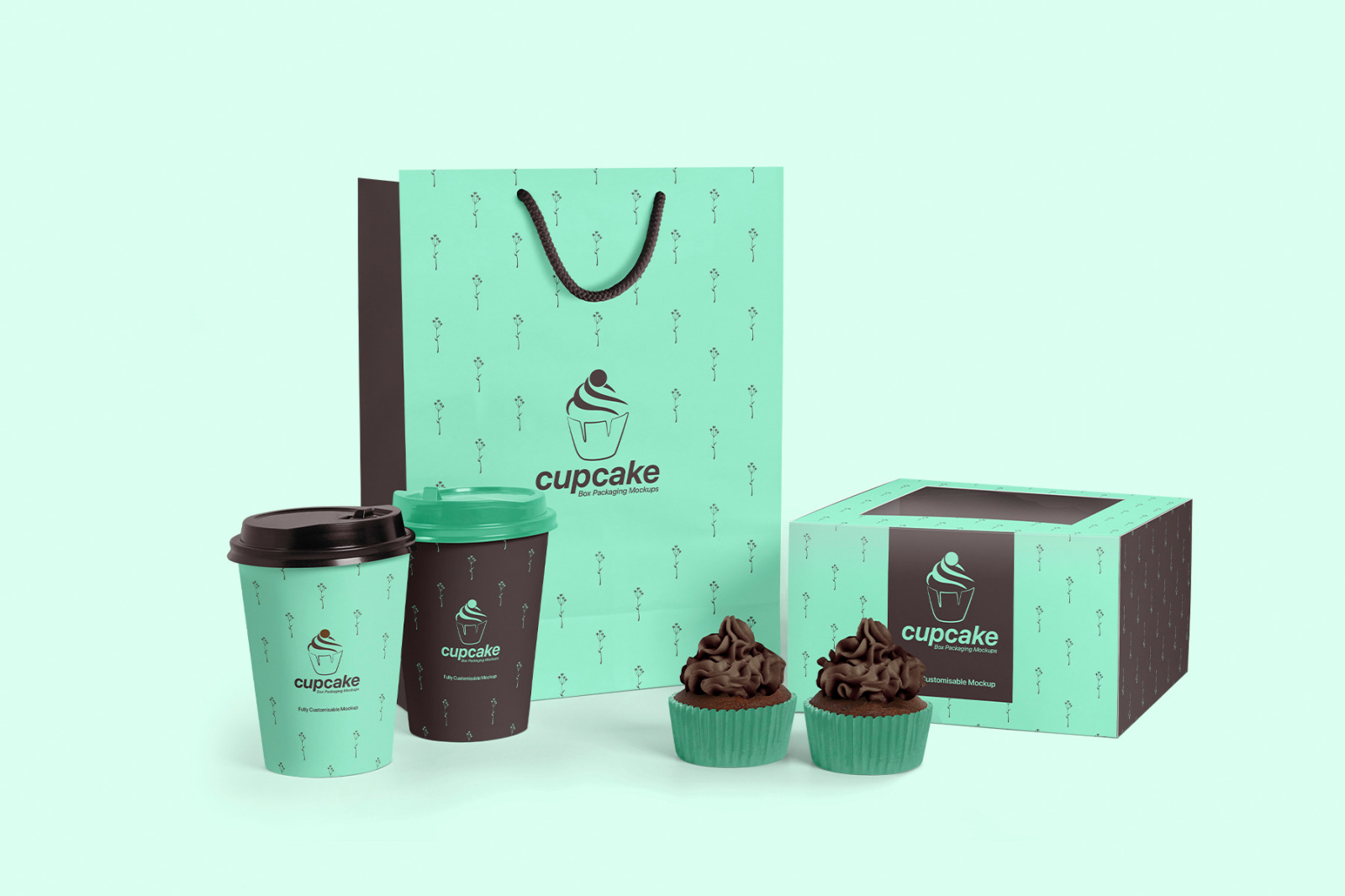 Cupcake Box Packaging Mockups Bundle