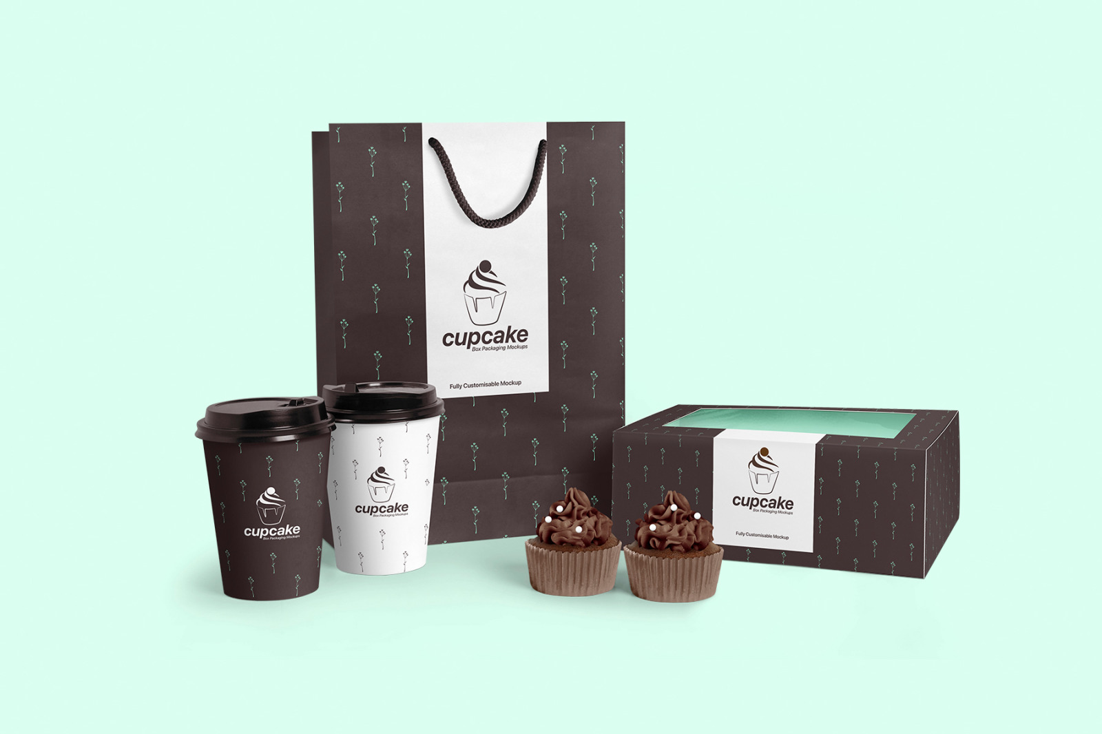 Cupcake Box Packaging Mockups Bundle