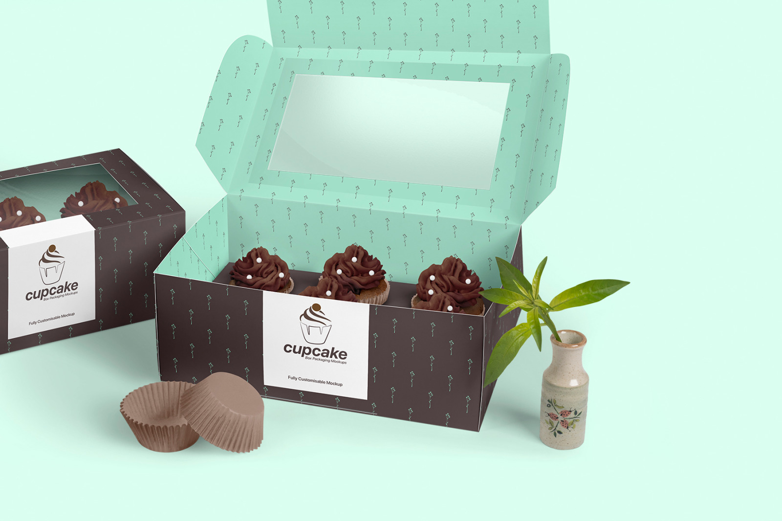 Cupcake Box Packaging Mockups Bundle