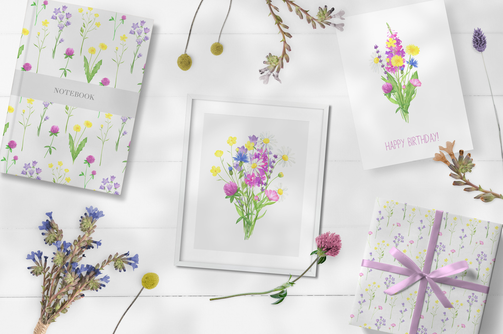 Summer Wildflowers Watercolor Collection Summer Wildflowers Watercolor Collection