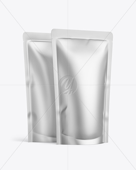 Two Metallic Stand-up Pouches Mockup