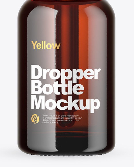 Amber Glass Dropper Bottle Mockup