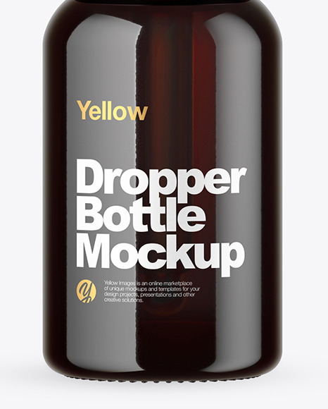 Dark Amber Glass Dropper Bottle Mockup