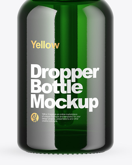 Green Glass Dropper Bottle Mockup