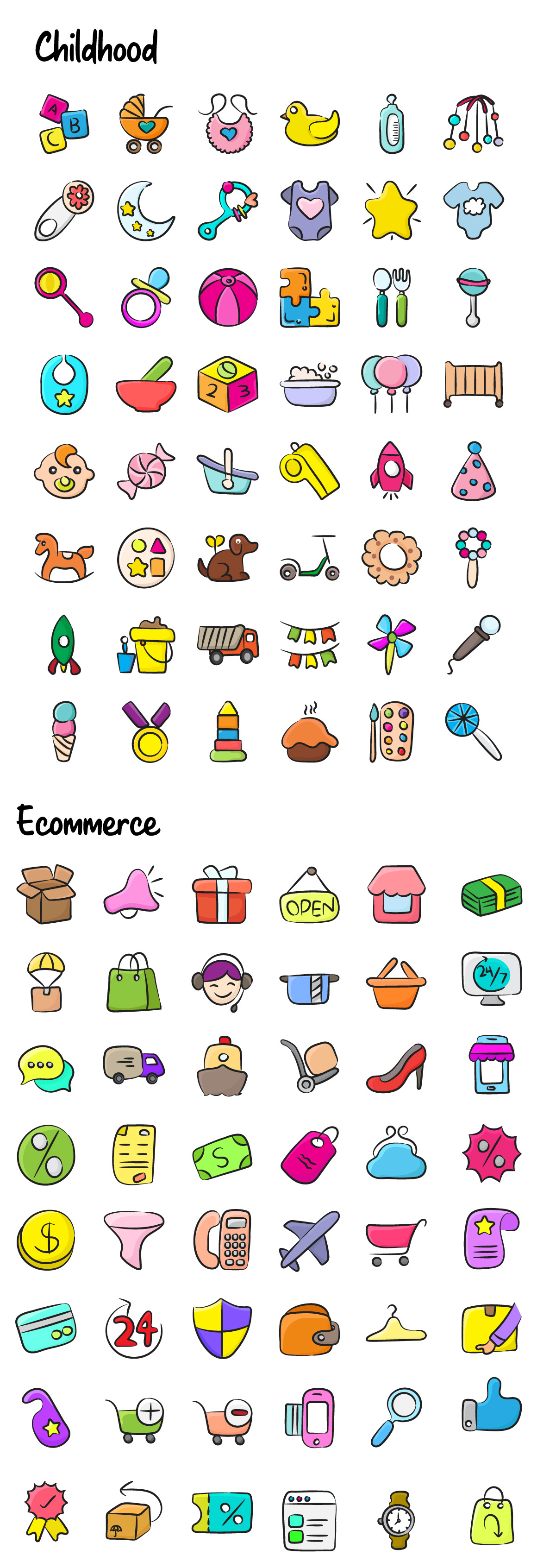 1100+ Flat Hand Drawn Icons