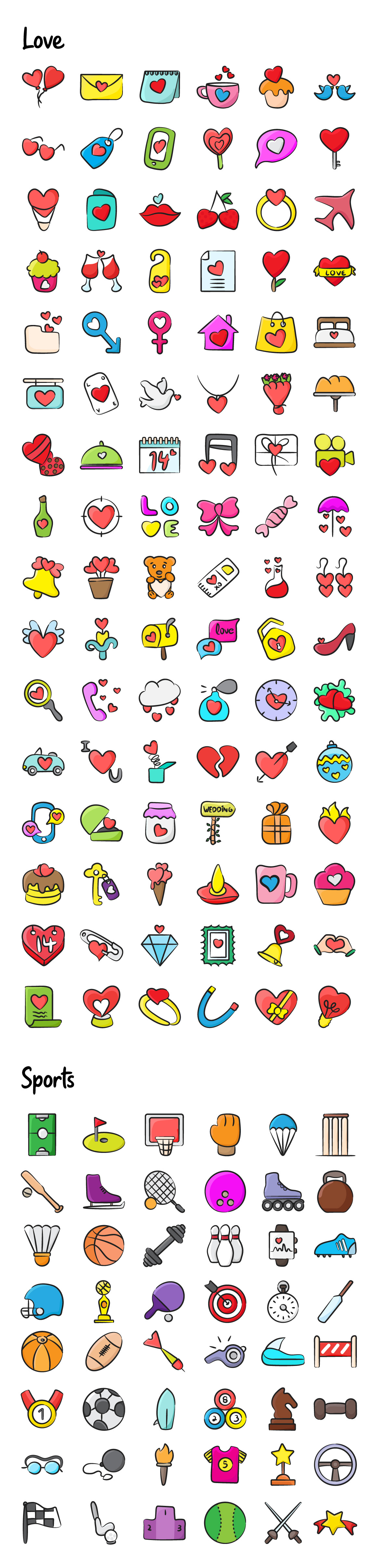 1100+ Flat Hand Drawn Icons