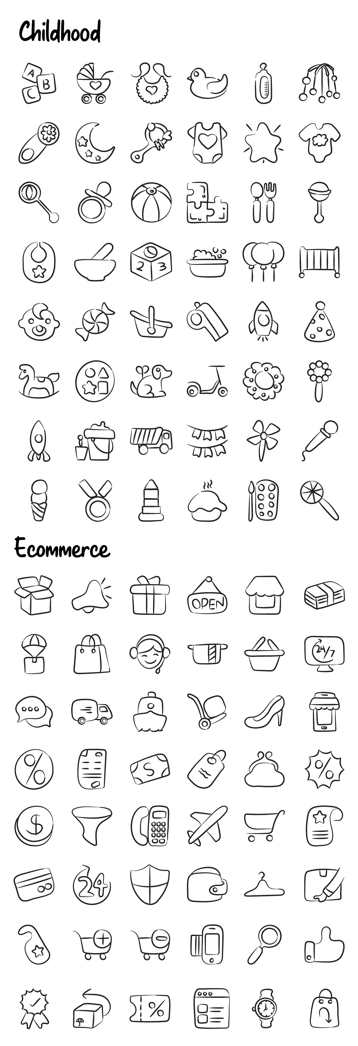 1100+ Flat Hand Drawn Icons