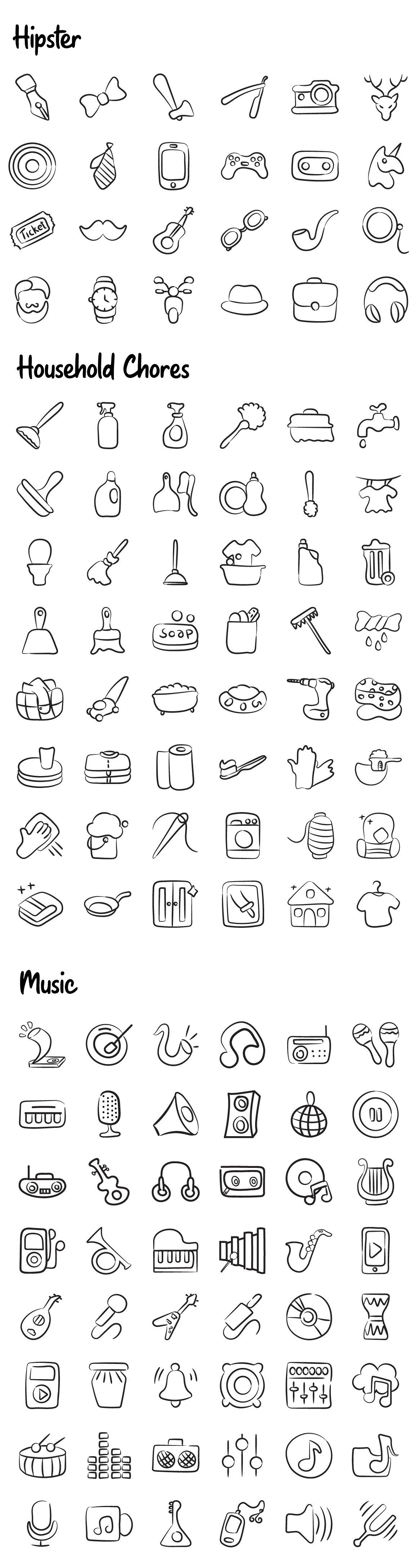 1100+ Flat Hand Drawn Icons