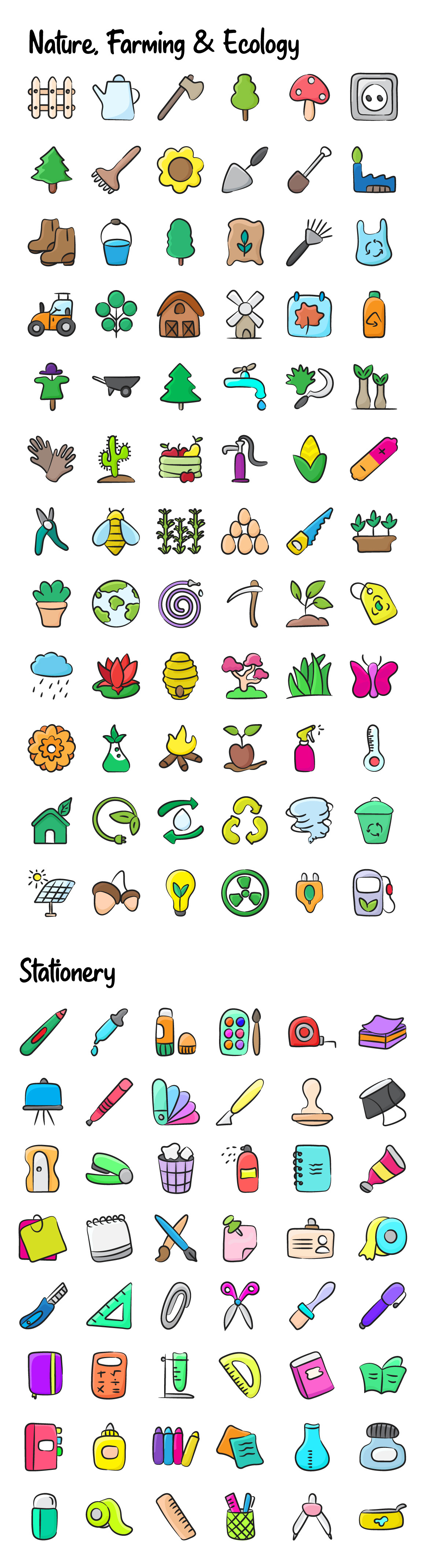 1100+ Flat Hand Drawn Icons