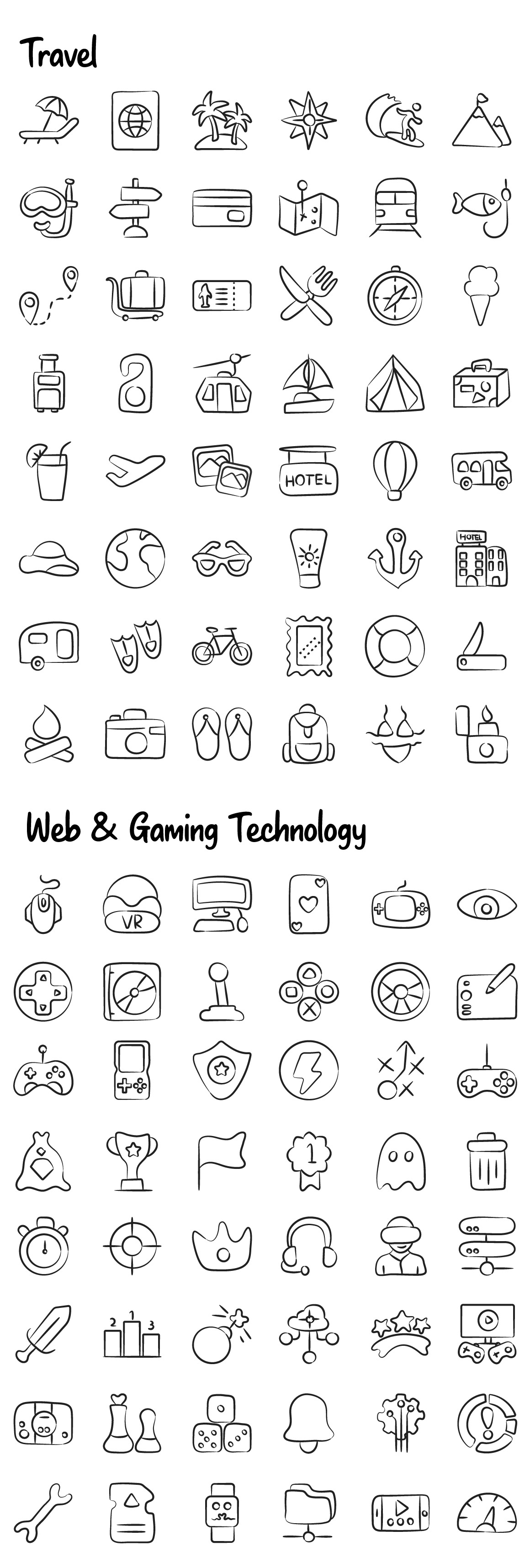 1100+ Flat Hand Drawn Icons