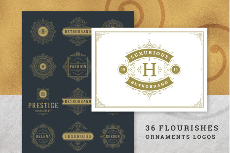 36 Luxury Ornament Logos - Vintage gold